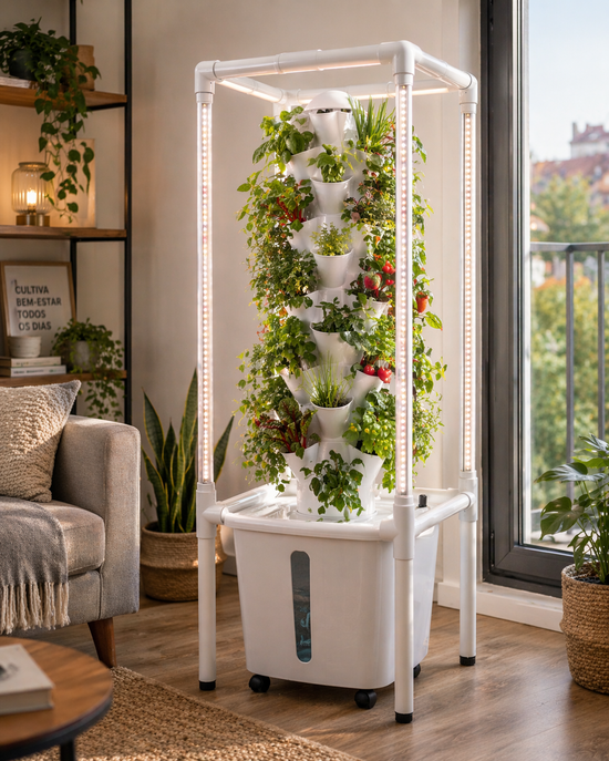 Mini Hydroponic Tower with LED – 30 Plants